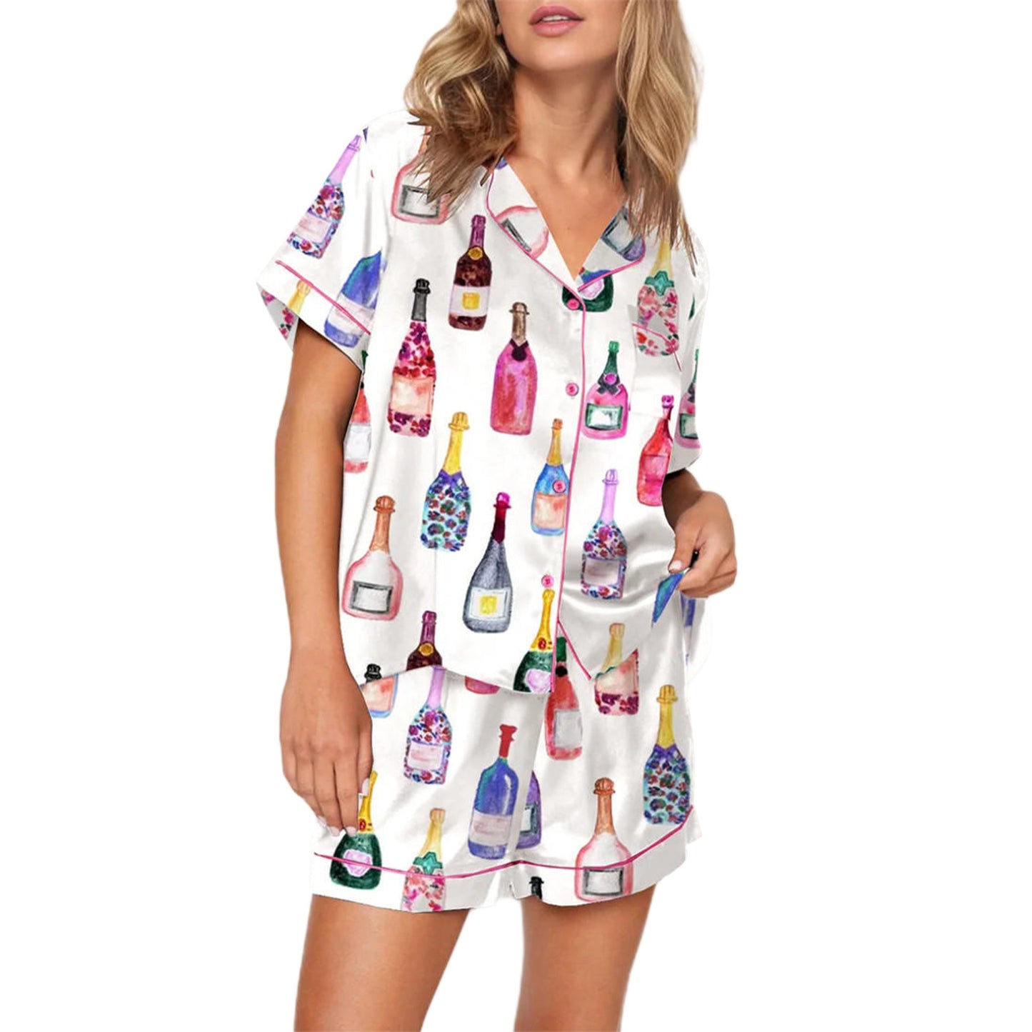 Polyester Bowknot Home Pajamas Suit