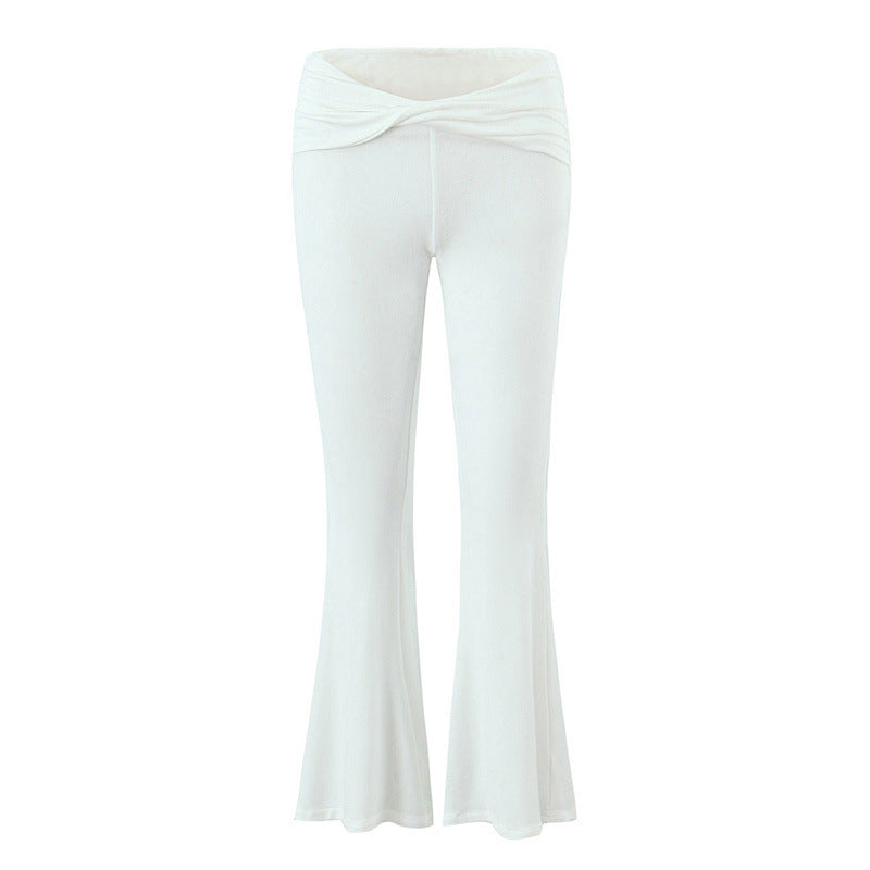 European And American Style Women's Fashion Sexy Casual Twist Tube Top Beautiful Back Tank-top Bell-bottom Pants