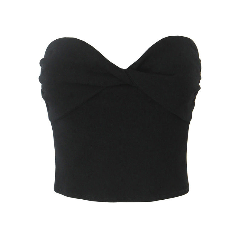 European And American Style Women's Fashion Sexy Casual Twist Tube Top Beautiful Back Tank-top Bell-bottom Pants