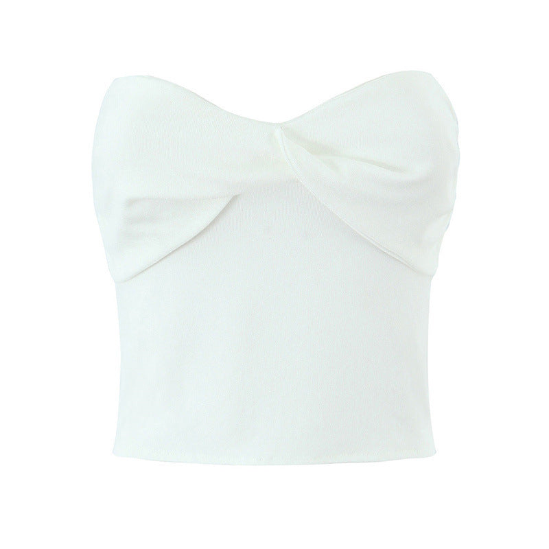 European And American Style Women's Fashion Sexy Casual Twist Tube Top Beautiful Back Tank-top Bell-bottom Pants